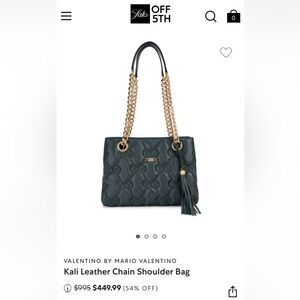 Valentino Dark Green Leather Chain Shoulder Bag